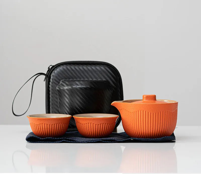 Portable Travel Tea Set Ceramic Teapot Kettle Quik Pots One pot and two cups Teaware Sets Chinese Drink TeapotsTea Cup