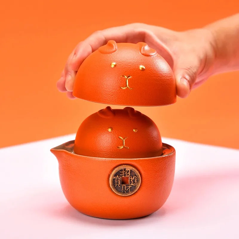 Portable Travel Tea Set Express Cup 1 Teapot 2 Teacups Portable Tea Pot Tea Cup Outdoor Gift Tea Set Ceramic Teapots Gaiwan Cups