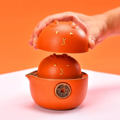 Portable Travel Tea Set Express Cup 1 Teapot 2 Teacups Portable Tea Pot Tea Cup Outdoor Gift Tea Set Ceramic Teapots Gaiwan Cups