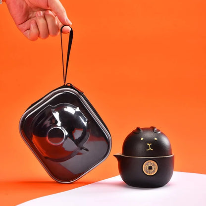 Portable Travel Tea Set Express Cup 1 Teapot 2 Teacups Portable Tea Pot Tea Cup Outdoor Gift Tea Set Ceramic Teapots Gaiwan Cups