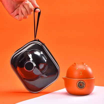 Portable Travel Tea Set Express Cup 1 Teapot 2 Teacups Portable Tea Pot Tea Cup Outdoor Gift Tea Set Ceramic Teapots Gaiwan Cups