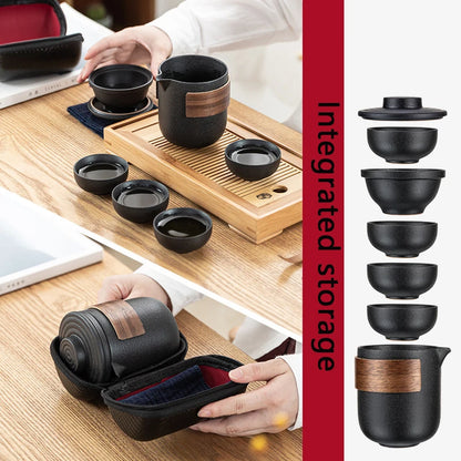 Portable Travel Tea set include 1 Teapot 4 Teacups ,Beautiful and easy teapot kettle,Chinese Ceramic Portable Teaset gaiwan