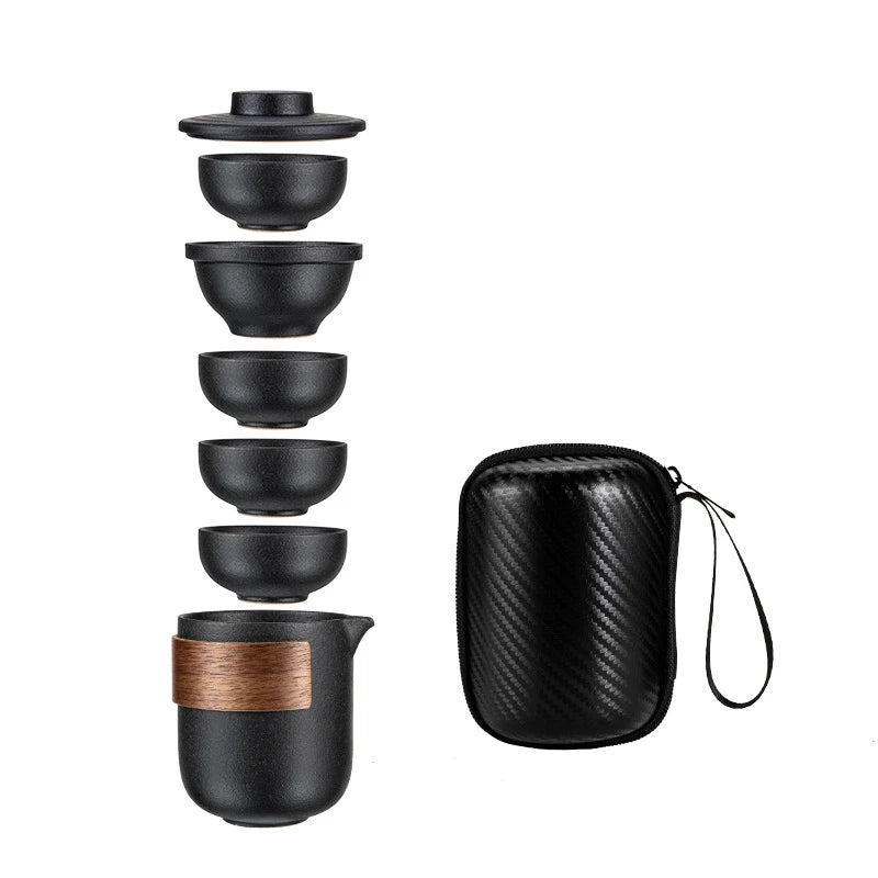 Portable Travel Tea set include 1 Teapot 4 Teacups ,Beautiful and easy teapot kettle,Chinese Ceramic Portable Teaset gaiwan