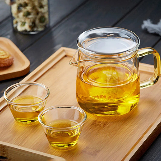 Portable Travel Teapot Set Heat-resistant Glass Teaware Thickened Teacup Water Separation Filter Infuser Safety Package
