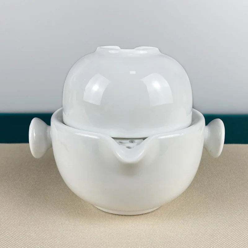Portable Travel Teapots Cups Porcelain Gaiwan Chinese Kung Fu Tea Ceremony Teawear Set  Business Gift Tureen 160ML