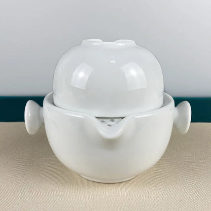 Portable Travel Teapots Cups Porcelain Gaiwan Chinese Kung Fu Tea Ceremony Teawear Set  Business Gift Tureen 160ML