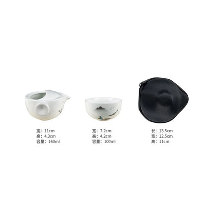 Portable Travel Teapots Cups Porcelain Gaiwan Chinese Kung Fu Tea Ceremony Teawear Set  Business Gift Tureen 160ML