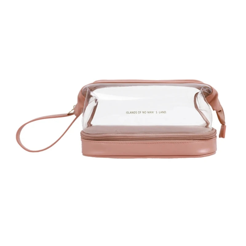 Portable Travel Toiletry Makeup Bag Double Layer Transparent Cosmetic Organizer Large Casual Storage Holder for Women