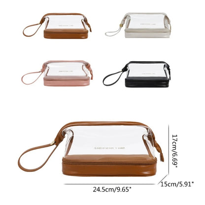 Portable Travel Toiletry Makeup Bag Double Layer Transparent Cosmetic Organizer Large Casual Storage Holder for Women