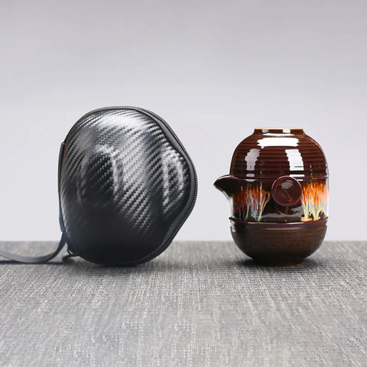 Portable ceramic teapot gaiwan with 2 cups a tea sets,Chinese portable travel tea set drinkware,Beautiful and easy teapot kettle