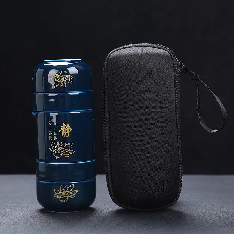 Portable one pot four cups simple teapot teacup ceramic travel small pot tea kung fu tea set Free shipping