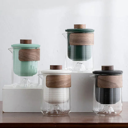 Portable remote mountain travel tea cup tea set, glass outdoor one pot, three cups, ceramic express cup, tea pot