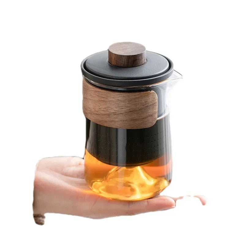 Portable remote mountain travel tea cup tea set, glass outdoor one pot, three cups, ceramic express cup, tea pot