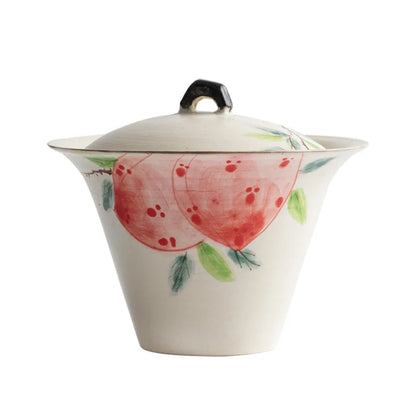 Pottery Gaiwan Chinese Gongfu Tea Tureen Teaware Cups Handpainted High End Tea Cup Elegant Ceramic Tea Bowl Set