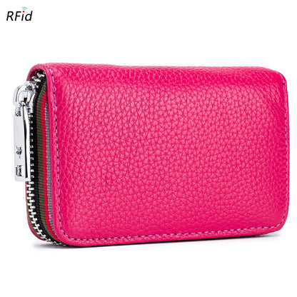 Practical Bag RFID Cowhide Card Holder Zipper Coin Purse