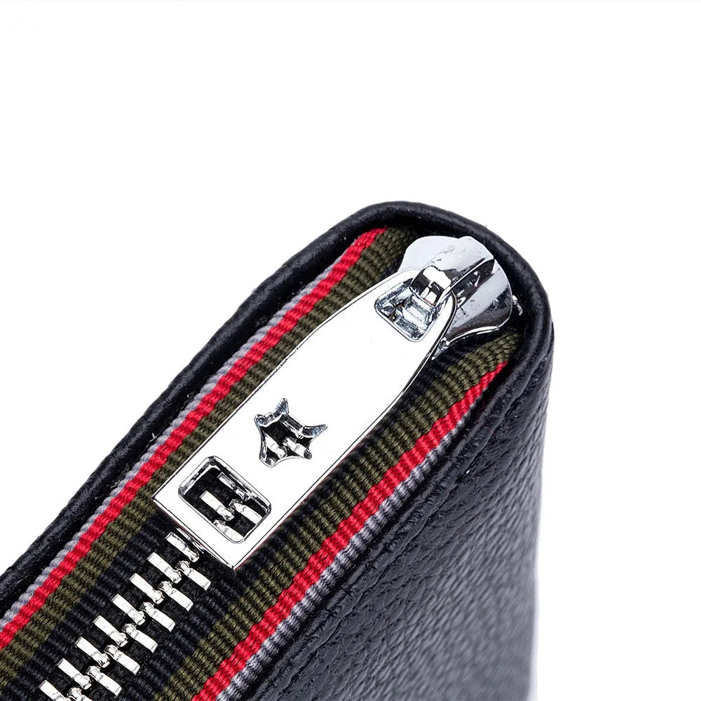 Practical Bag RFID Cowhide Card Holder Zipper Coin Purse