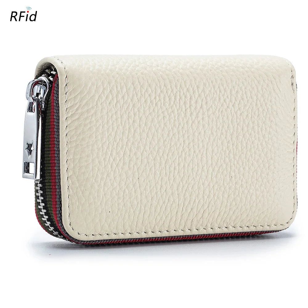 Practical Bag RFID Cowhide Card Holder Zipper Coin Purse