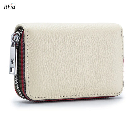 Practical Bag RFID Cowhide Card Holder Zipper Coin Purse