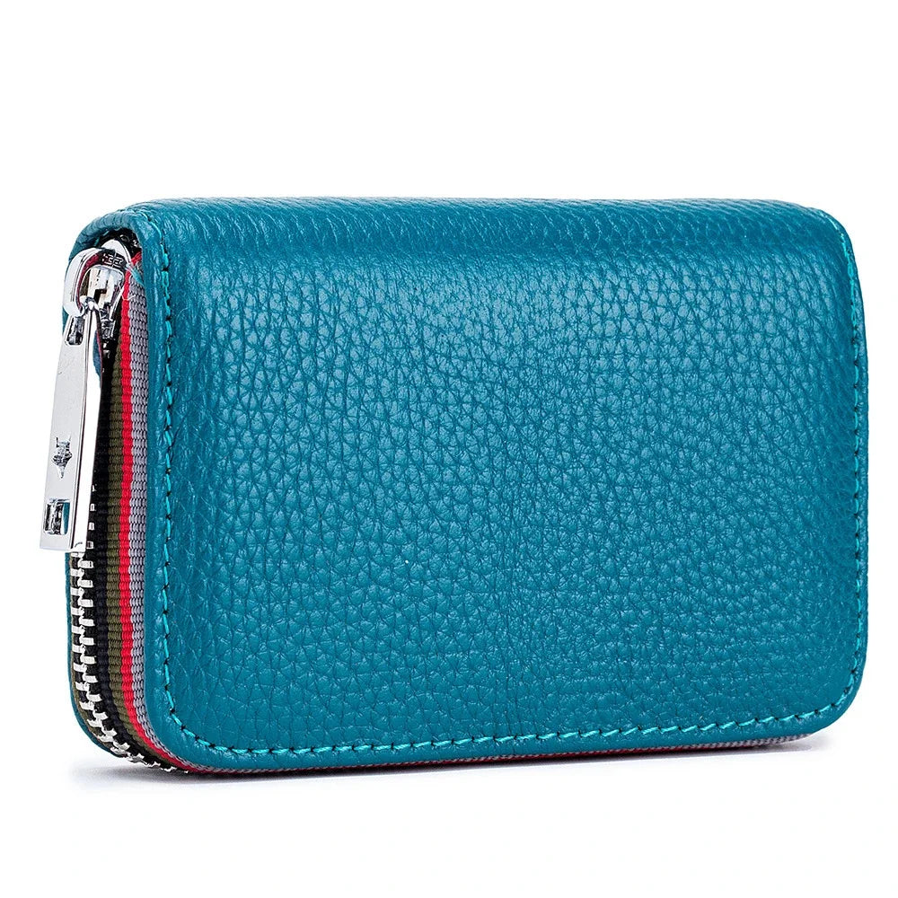 Practical Bag RFID Cowhide Card Holder Zipper Coin Purse