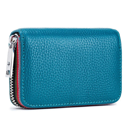 Practical Bag RFID Cowhide Card Holder Zipper Coin Purse
