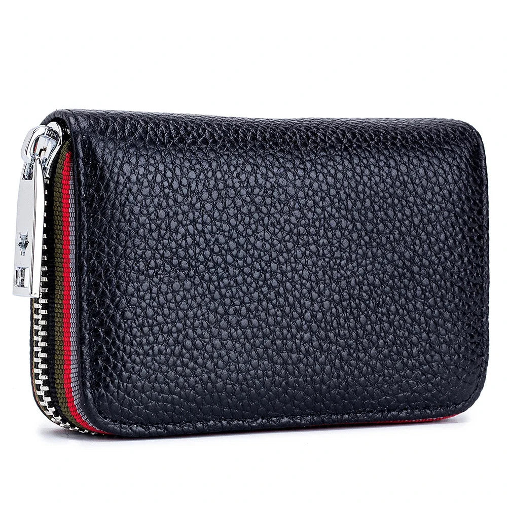 Practical Bag RFID Cowhide Card Holder Zipper Coin Purse