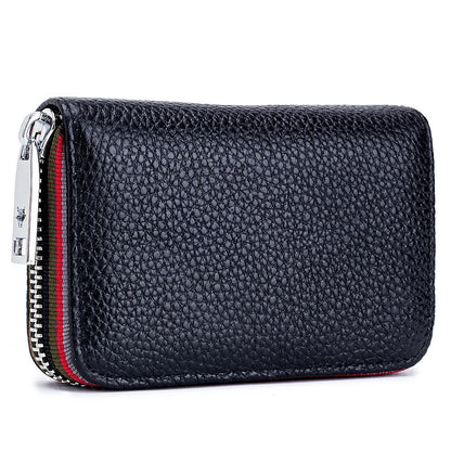 Practical Bag RFID Cowhide Card Holder Zipper Coin Purse