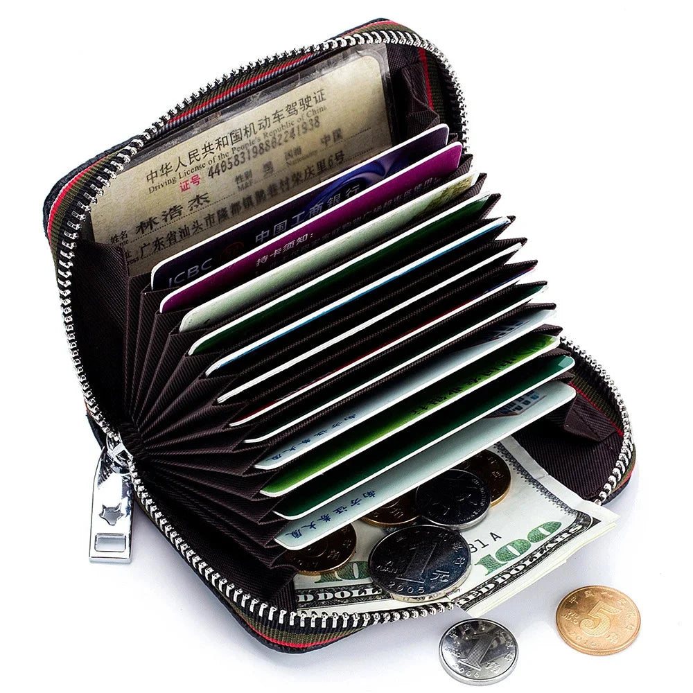 Practical Bag RFID Cowhide Card Holder Zipper Coin Purse