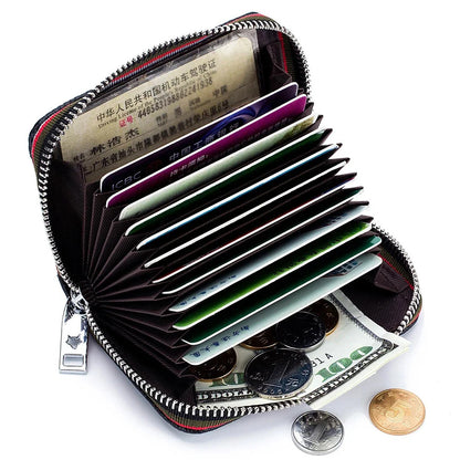 Practical Bag RFID Cowhide Card Holder Zipper Coin Purse