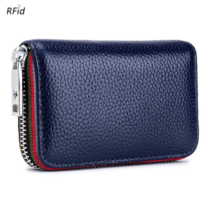 Practical Bag RFID Cowhide Card Holder Zipper Coin Purse