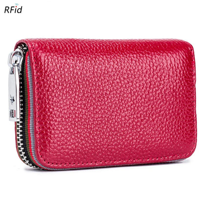 Practical Bag RFID Cowhide Card Holder Zipper Coin Purse
