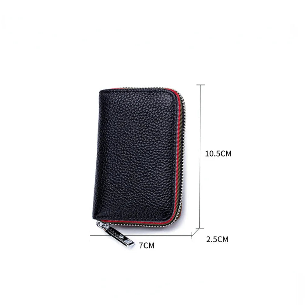 Practical Bag RFID Cowhide Card Holder Zipper Coin Purse