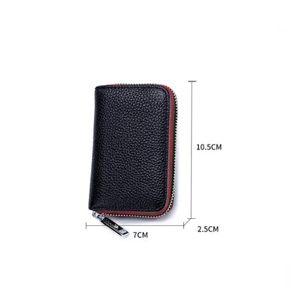 Practical Bag RFID Cowhide Card Holder Zipper Coin Purse