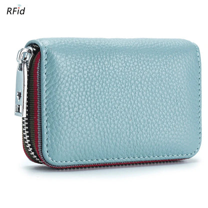 Practical Bag RFID Cowhide Card Holder Zipper Coin Purse