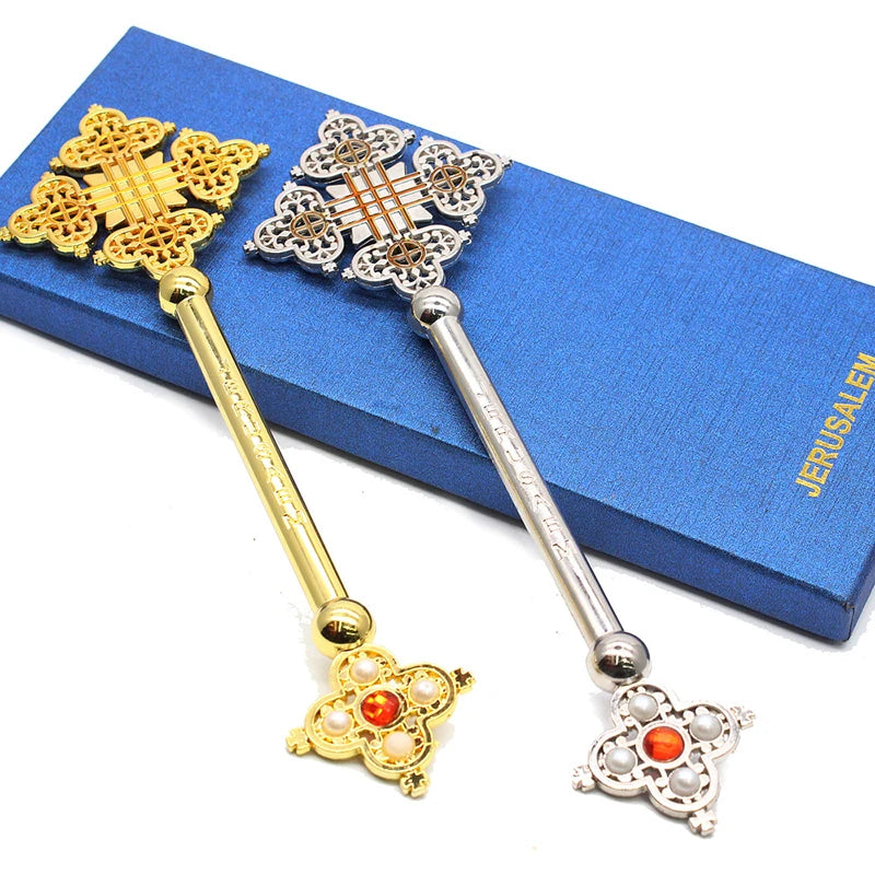 Prayer Ceremony Cross Alloy Christ Church Prayer Supplies Catholic Decoration Gifts  Gold and silver colors  22 cm