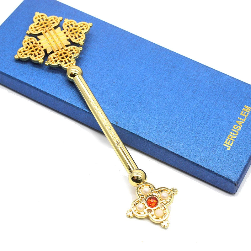 Prayer Ceremony Cross Alloy Christ Church Prayer Supplies Catholic Decoration Gifts  Gold and silver colors  22 cm