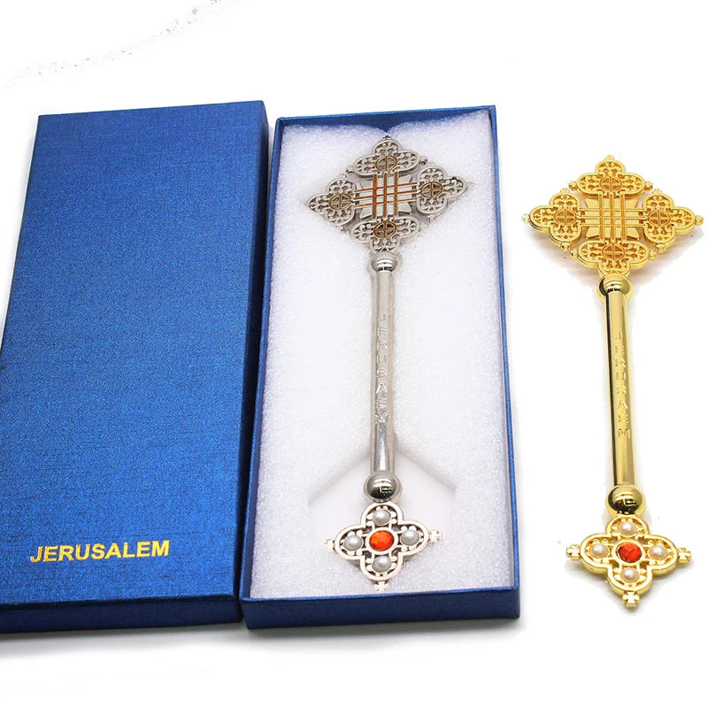 Prayer Ceremony Cross Alloy Christ Church Prayer Supplies Catholic Decoration Gifts  Gold and silver colors  22 cm