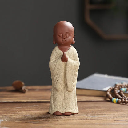 Praying Monk Sculptures Tea Pet Purple Clay Mini Buddha Figurines Statue Ornaments Buddha Decoration Home Decor Tea Set Gift