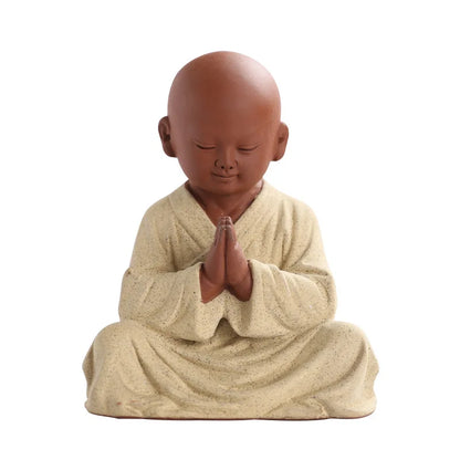Praying Monk Sculptures Tea Pet Purple Clay Mini Buddha Figurines Statue Ornaments Buddha Decoration Home Decor Tea Set Gift