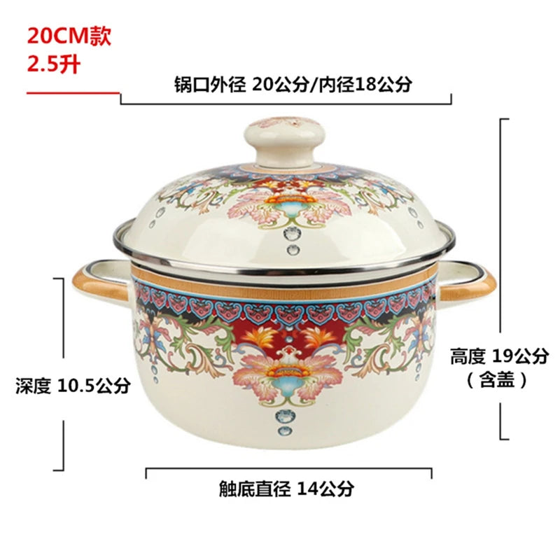 Prefered Korean Soup Pot Lid Enamel Cooking Warmer Mini Tall Soup Pots Casserole Steamer Kitchen Supplies Tableware
