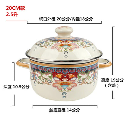 Prefered Korean Soup Pot Lid Enamel Cooking Warmer Mini Tall Soup Pots Casserole Steamer Kitchen Supplies Tableware