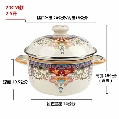 Prefered Korean Soup Pot Lid Enamel Cooking Warmer Mini Tall Soup Pots Casserole Steamer Kitchen Supplies Tableware