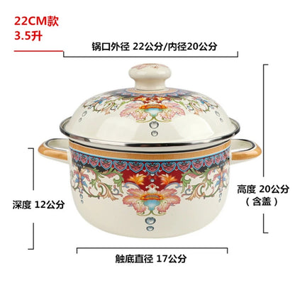Prefered Korean Soup Pot Lid Enamel Cooking Warmer Mini Tall Soup Pots Casserole Steamer Kitchen Supplies Tableware