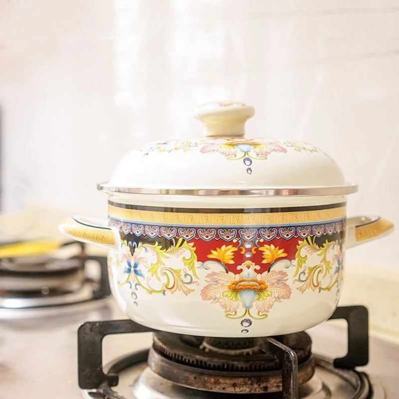 Prefered Korean Soup Pot Lid Enamel Cooking Warmer Mini Tall Soup Pots Casserole Steamer Kitchen Supplies Tableware