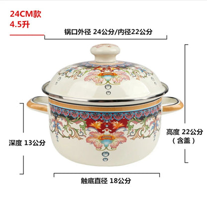 Prefered Korean Soup Pot Lid Enamel Cooking Warmer Mini Tall Soup Pots Casserole Steamer Kitchen Supplies Tableware