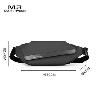 Premium Black Waterproof CrossBag Personality Fashion Men Magnetic Messenger Bag Lightweight Minimalist Sling Shoulder Bag