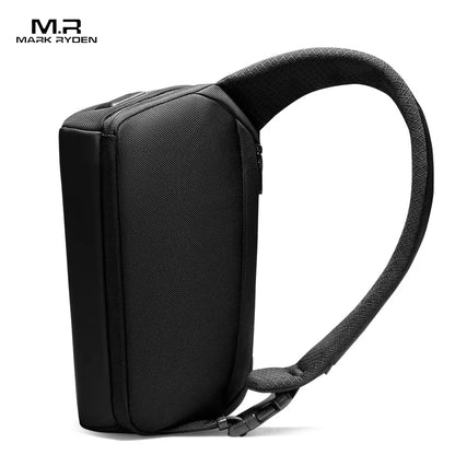Premium Black Waterproof CrossBag Personality Fashion Men Magnetic Messenger Bag Lightweight Minimalist Sling Shoulder Bag
