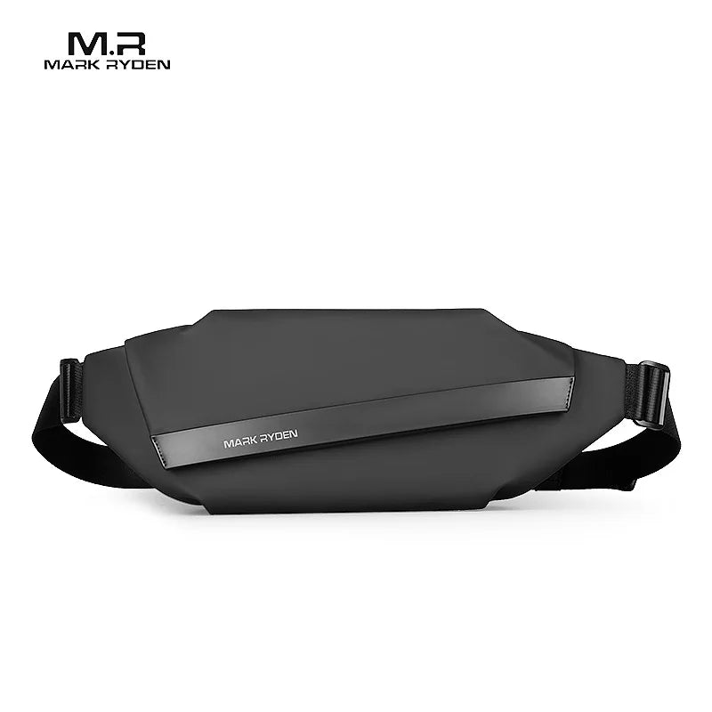 Premium Black Waterproof CrossBag Personality Fashion Men Magnetic Messenger Bag Lightweight Minimalist Sling Shoulder Bag
