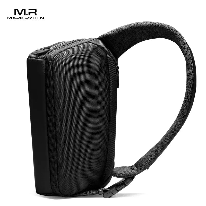 Premium Black Waterproof CrossBag Personality Fashion Men Magnetic Messenger Bag Lightweight Minimalist Sling Shoulder Bag