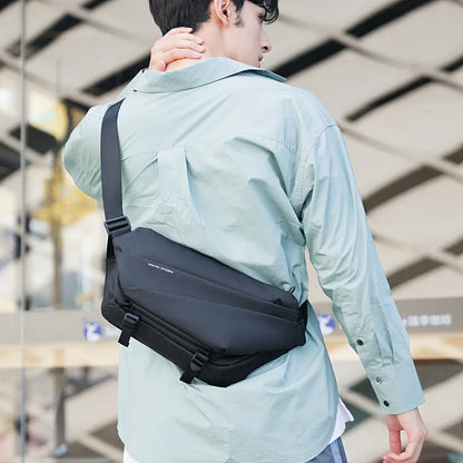 Premium Black Waterproof CrossBag Personality Fashion Men Magnetic Messenger Bag Lightweight Minimalist Sling Shoulder Bag