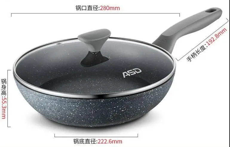Premium Deep Frying Pan with Maifan Stone Non-Stick Coating for Gas Stove and Induction Cooker